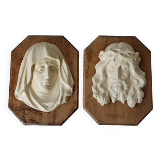 Duo of religious relief portraits