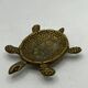 Vintage turtle ashtray in gilded brass, patinated animal-shaped catchall.