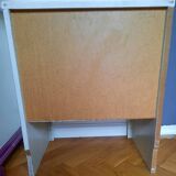 DF2000 bedside table with two drawers coral red orange Raymond Loewy
