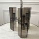 Chrome metal pendant lamp and smoked glass futuristic style 70s