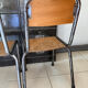 Pair of vintage adult school chairs in patinated metal