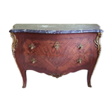 Louis XV chest of drawers marquetry and purple breccia marble