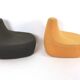 Pair of Postmodern Black and Goldenrod Polyurethane Lounge Chairs, Italy