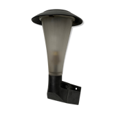 Corner wall lamp in graphite aluminum and Holophane frosted glass