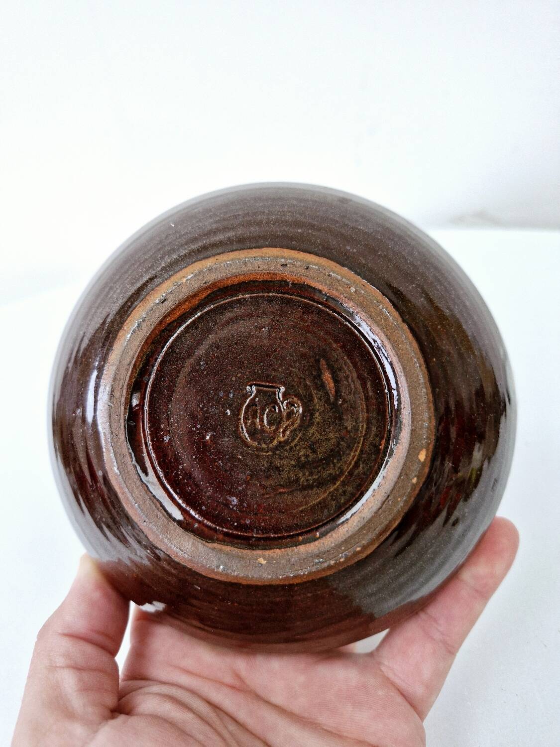 Empty Ashtray Pocket Cup Vintage Ceramic AC Pottery Blue Gradients