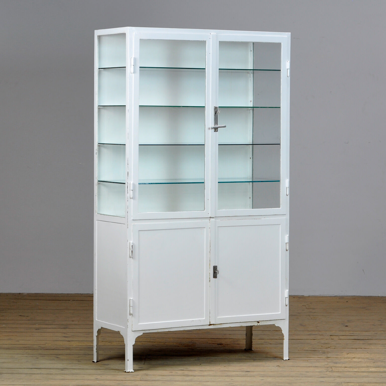Medical iron and glass cabinet, 1940s