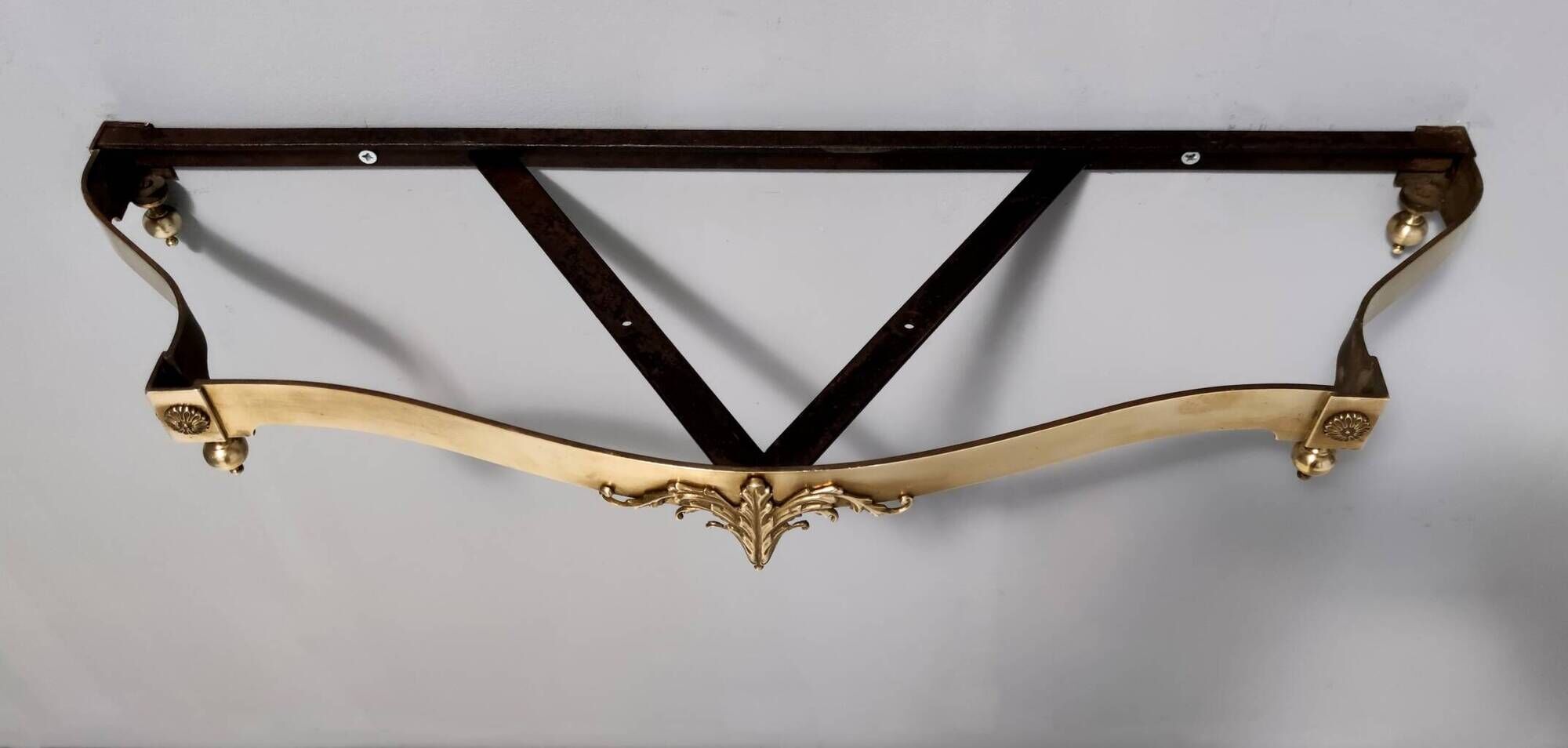 Vintage Wall-Mounted Brass Console Table with Yellow Onyx Top, Italy