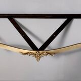 Table Console Murale Vintage en Laiton avec Plateau en Onyx Jaune, Italie