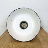 Industrial Black Enamel Factory Lamp with Cast Iron Top, 1930s