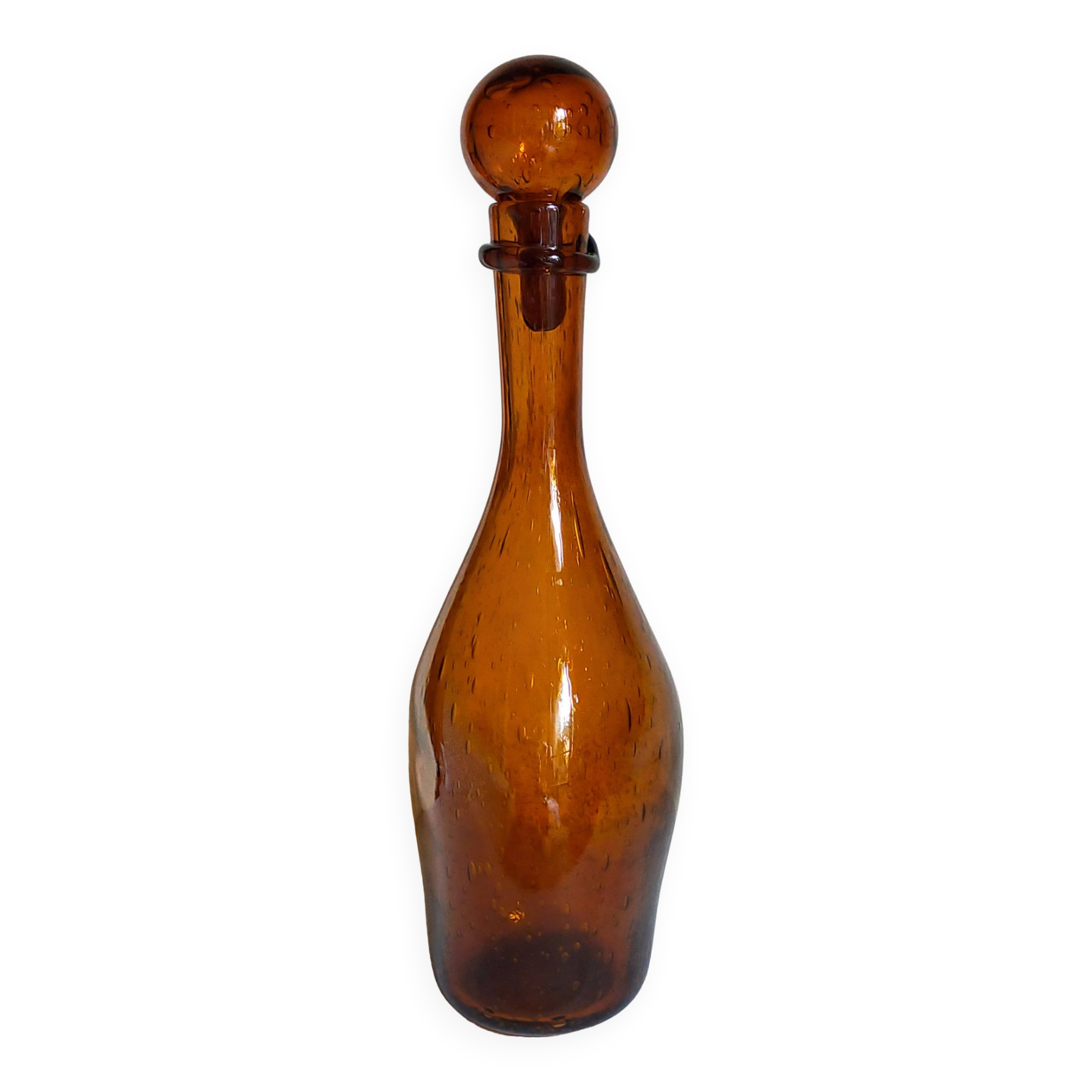 Three-sided blown glass carafe from Biot 1960s