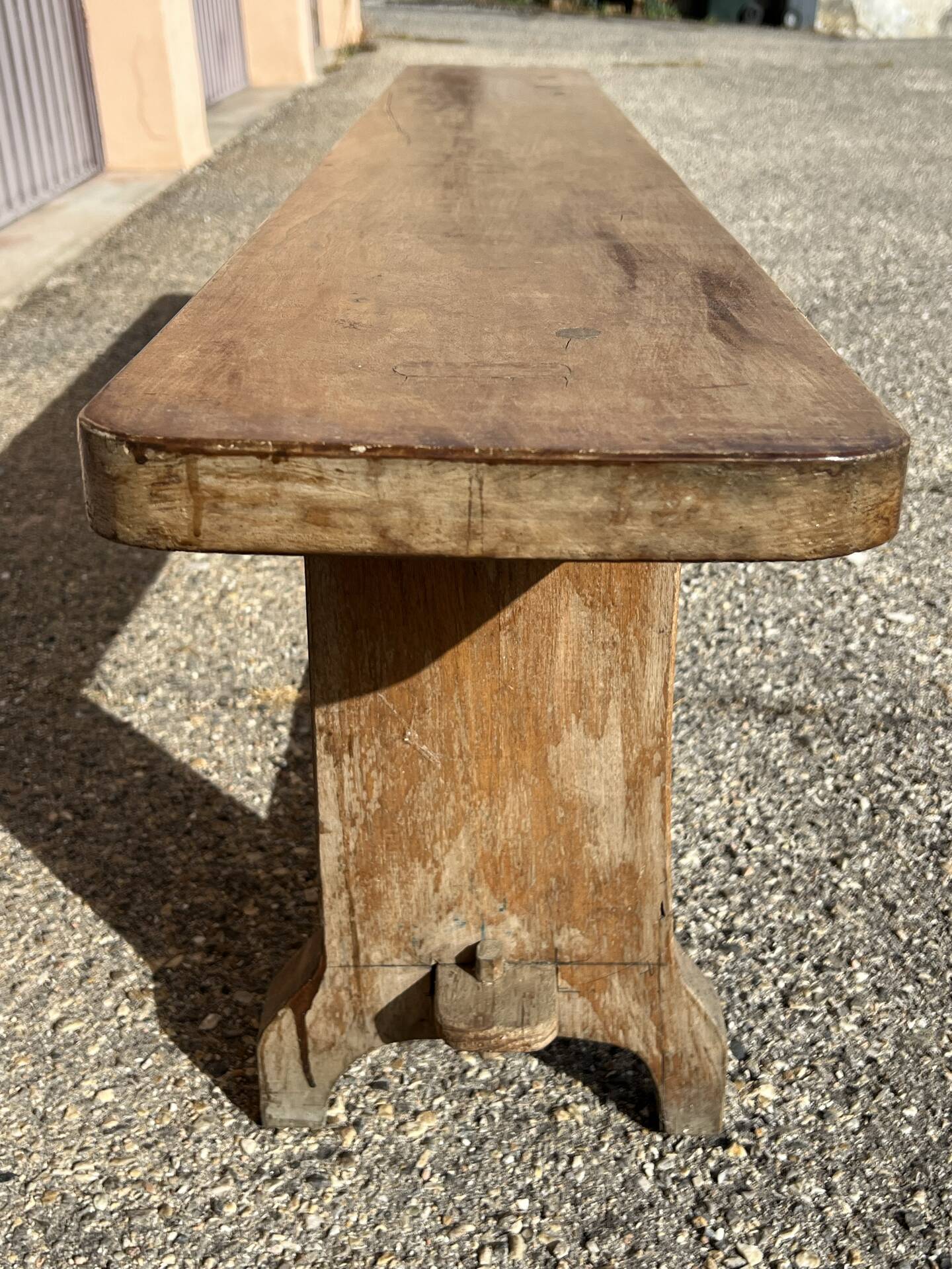 Solid wood bench, French artisanal craftsmanship.