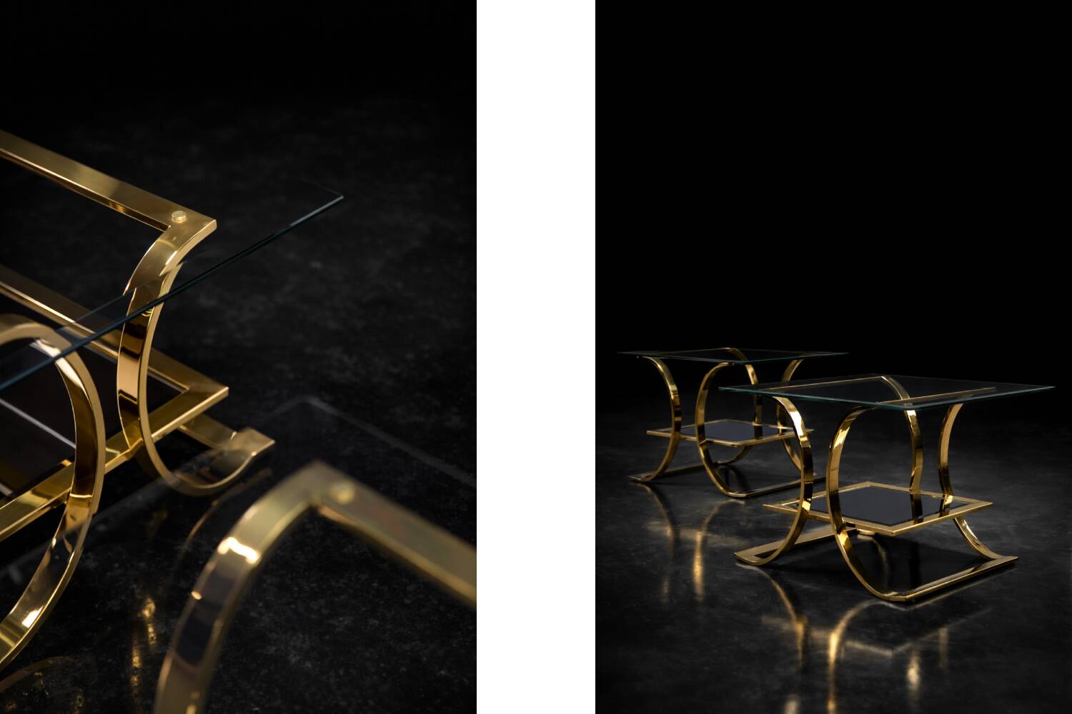 Vintage Mid-Century Italian Modern Glass Coffee Tables, 1960s, Set of 2