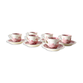 Set de 6 tasses à café et sous tasses, Villeroy et Boch, modèle Rusticana rose