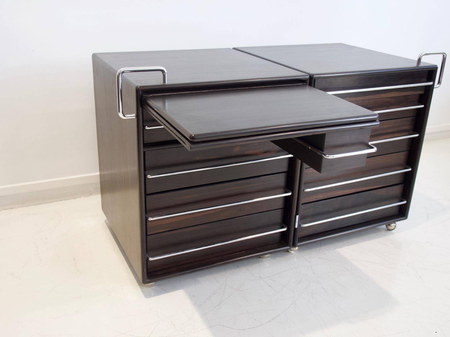Commode en bois et acier, Fabio Lenci pour Bernini