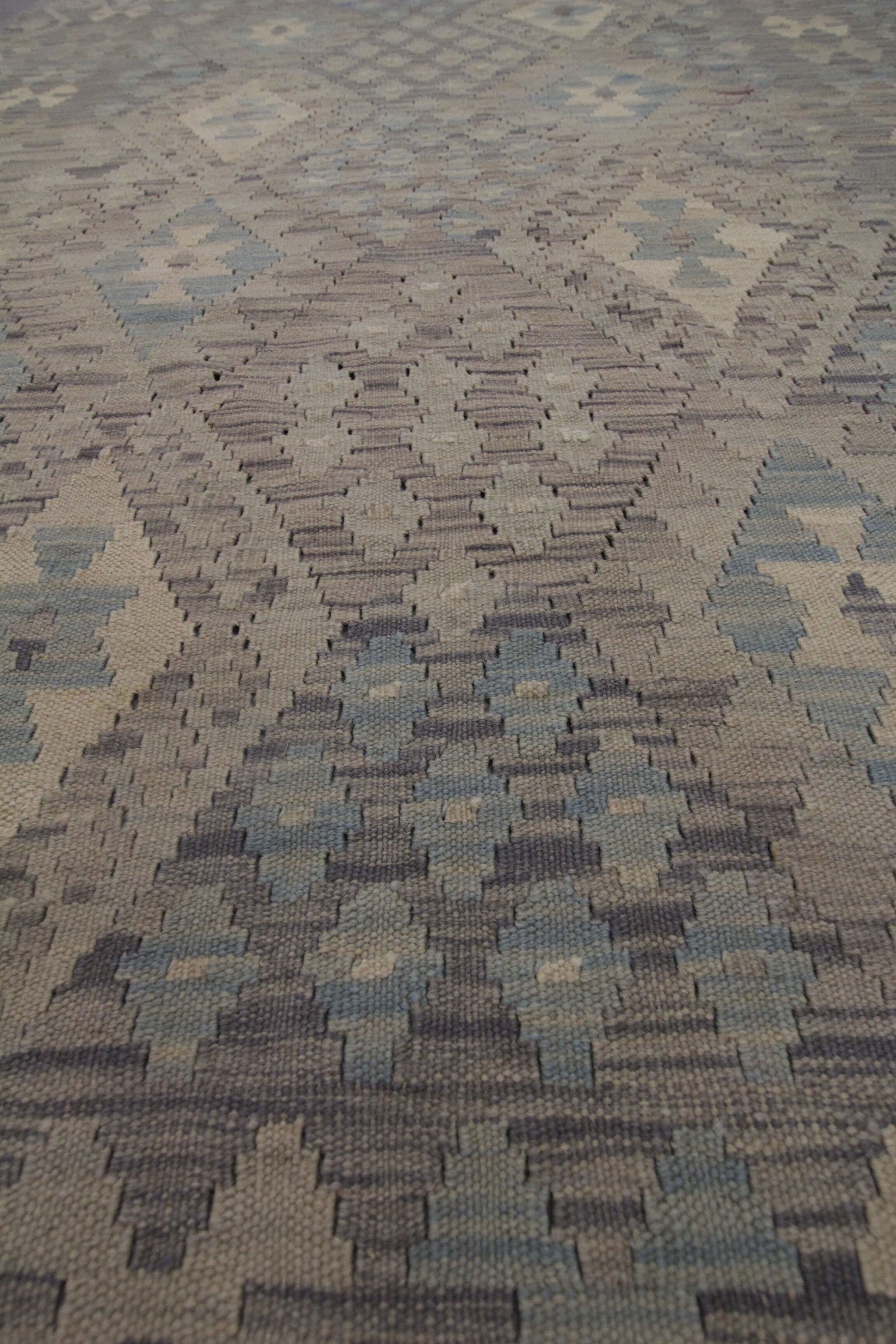 Blue Grey Traditional Handwoven Afghan Kilim Rug 124x182cm