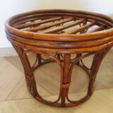 pretty pair of 2 bamboo and rattan stools with cushions - 80s - Vintage - set of 2