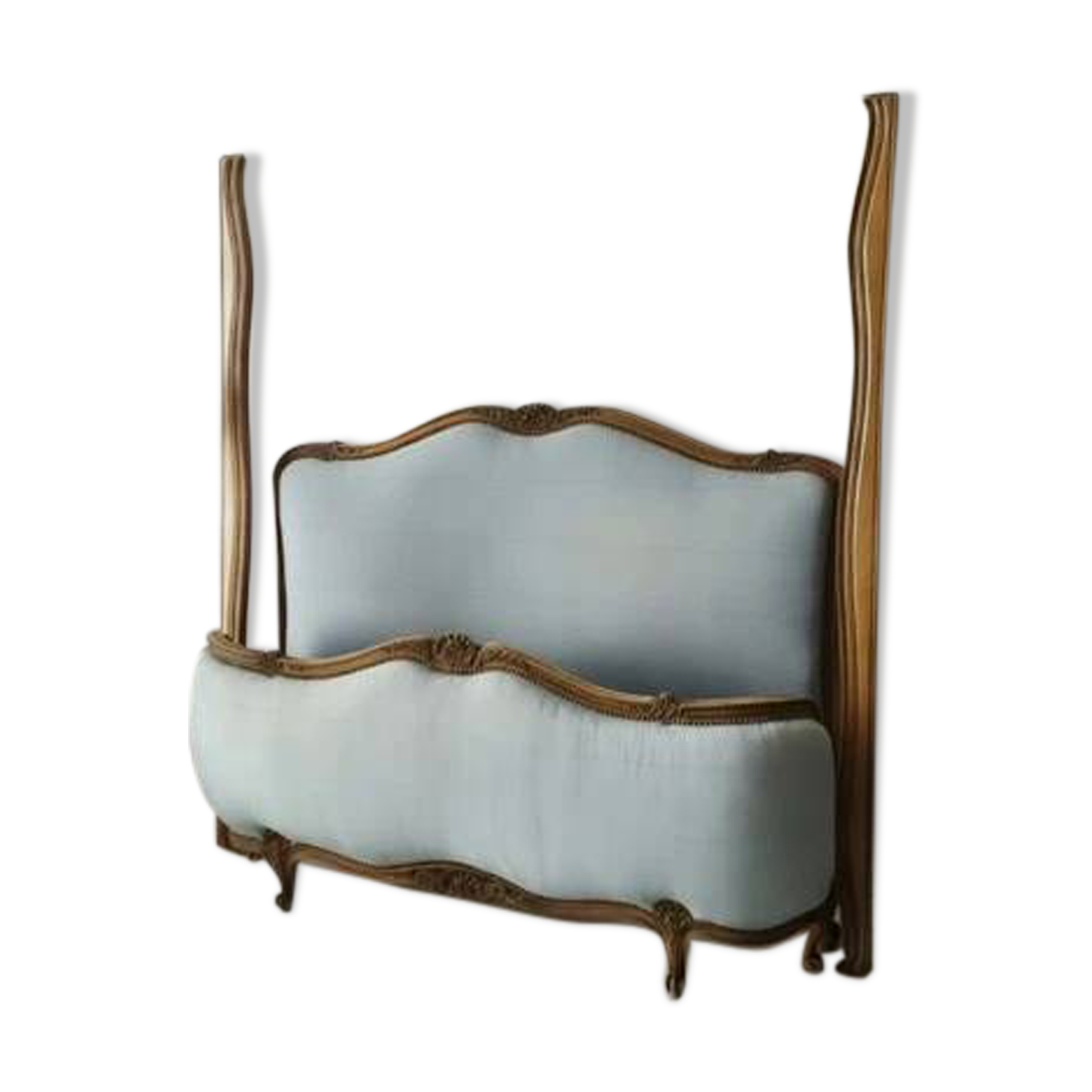 Lit demi-corbeille double ancien style Louis XV, France