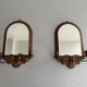 Pair of brass double-headed candlesticks with mirrors, 1940s, Italy