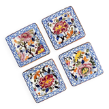 4 coasters for glasses or bottles in Gien earthenware with peony decor