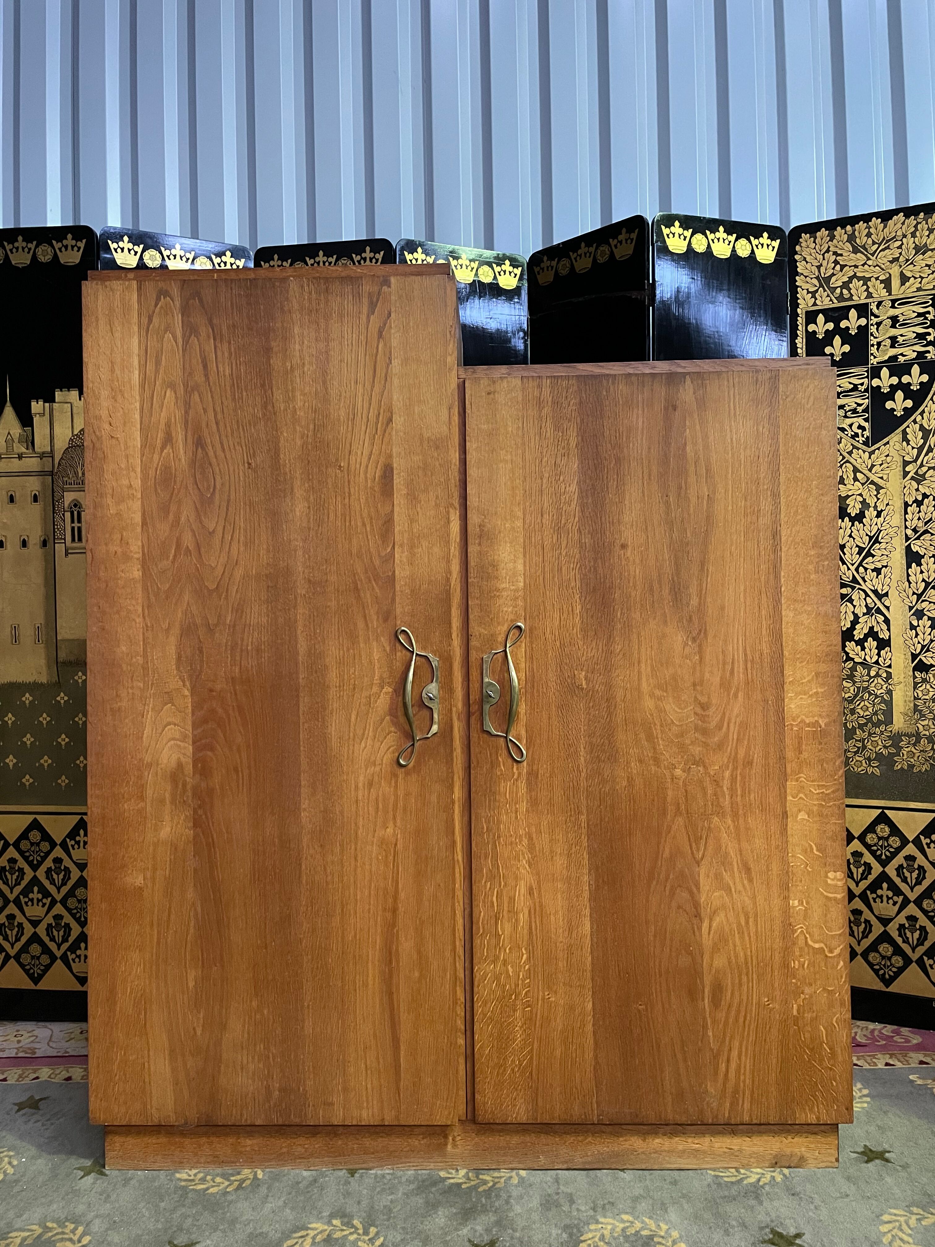 Asymmetrical oak cabinet 1960