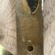 Antique ceiling light in bronze and cut crystal with diamond points.