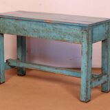 Former Burmese teak bench original blue patina