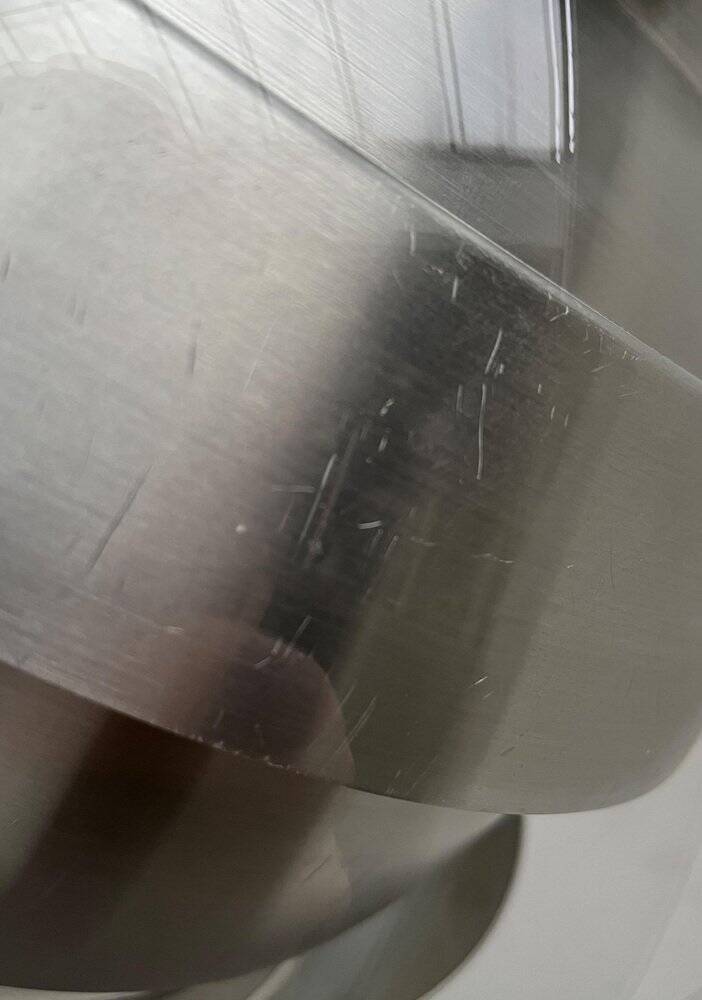 Suspended globe lamp in aluminium and glass in German Space style from the 1960s mid-century by Doria.