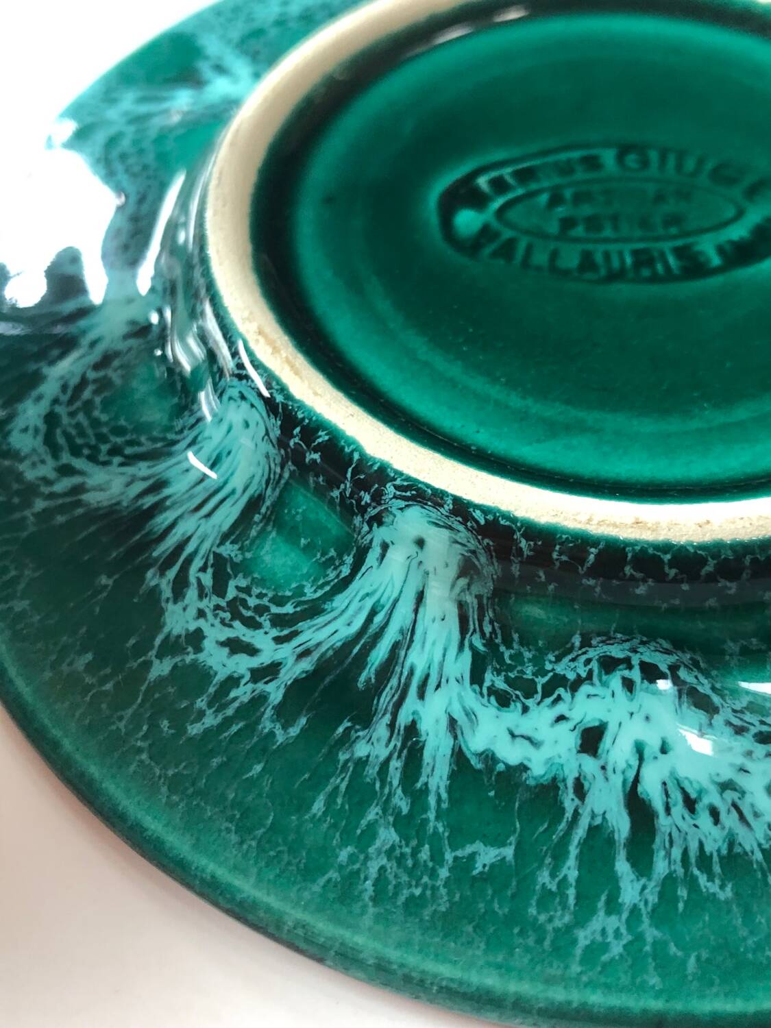 Turquoise Vallauris Braided Ceramic Cup and Saucer by Marius Giuge