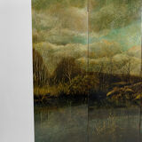 Screen by Bernard Cuenin with lacquered landscape, circa 1970