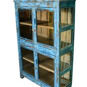 Showcase blue buffet furniture sideboard Cabinet wood teak metal India