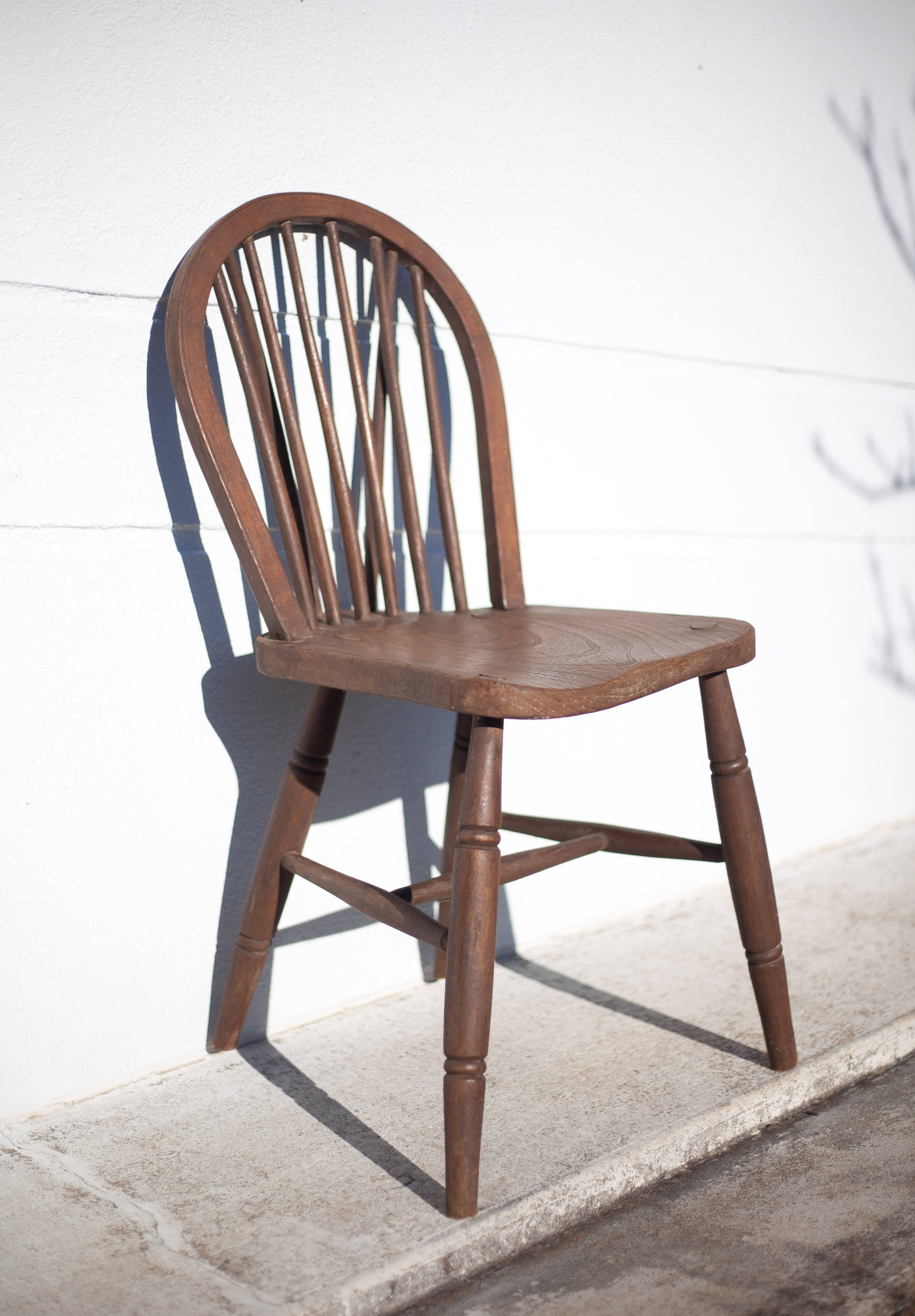 Stamped curved wooden chair, 40s, bistro chair, Windsor chair, extra chair