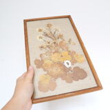 Nice table of dried flowers on beige linen
