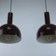 Set of 2 Mid-Century Modern Brown Metal Hanging Lamps