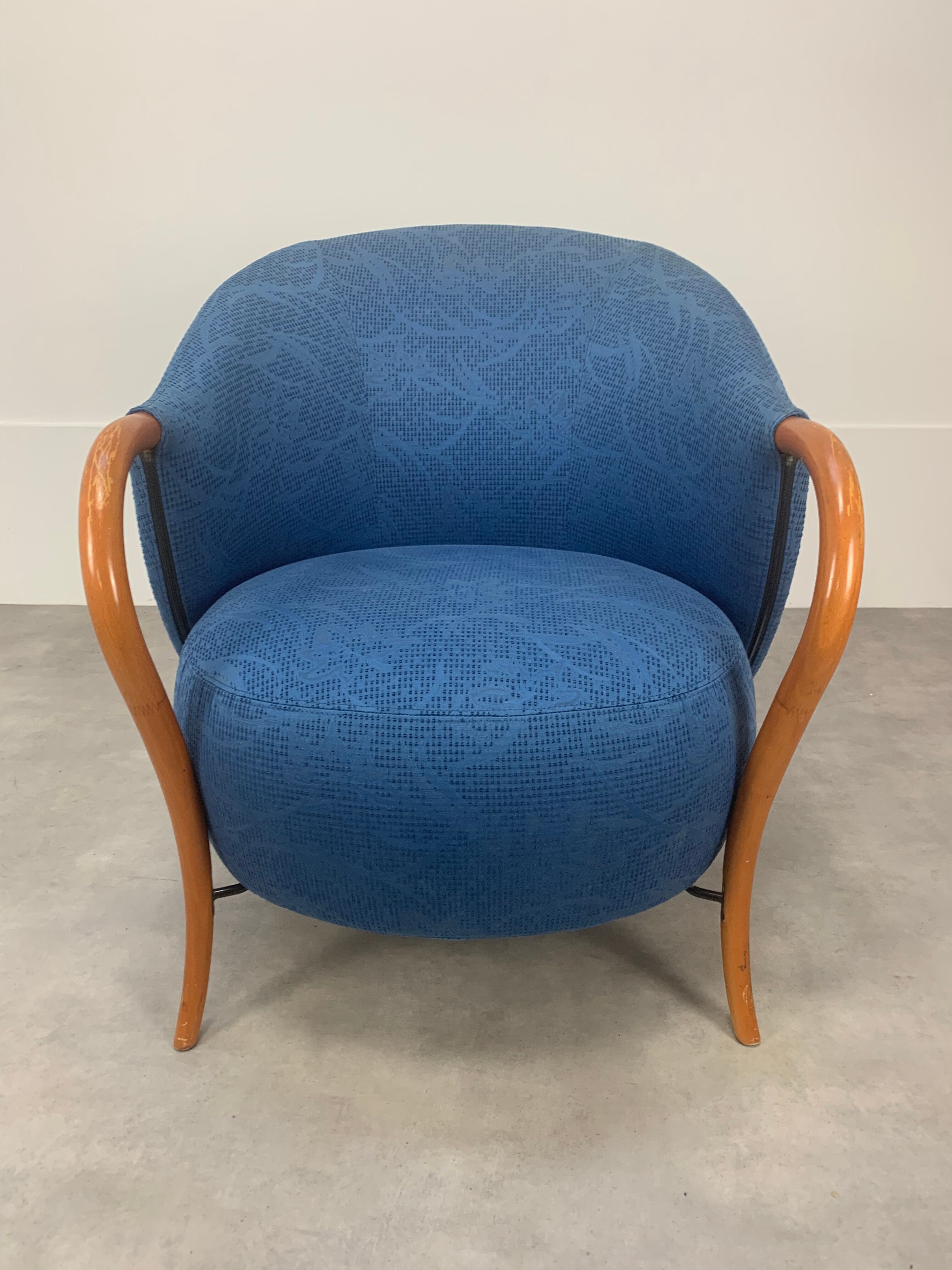 Armchair Cinna design 80's, pop blue