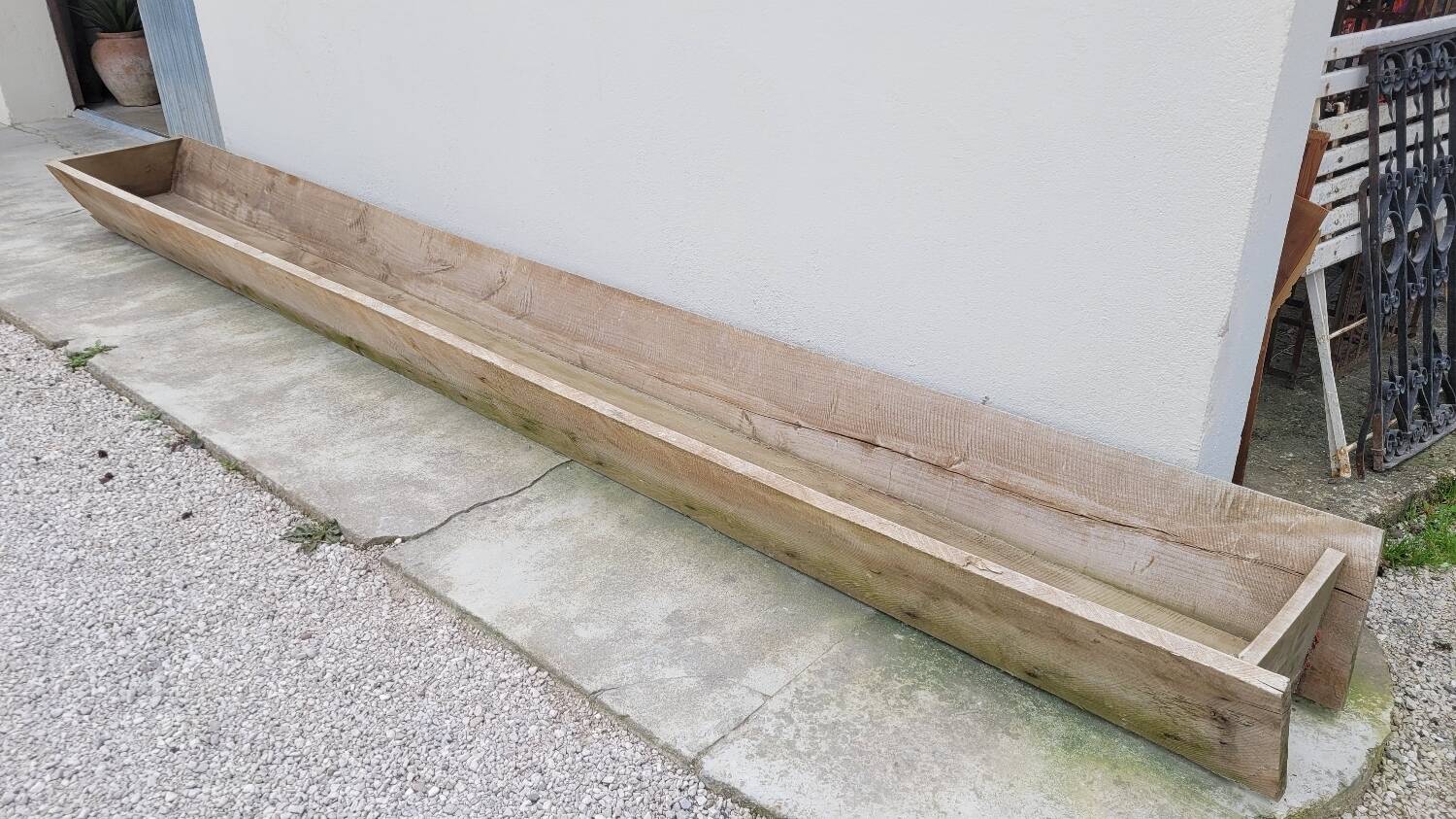 Old wooden trough Oak trough planter
