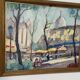 Mid Century Swedish Oil on Panel – “Lakerstationen” by L. Knut Norman