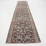 3x12 Persian Navy Blue Runner Rug, 80x378Cm