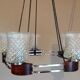 Lustre en chrome et teck à 5 feux style scandinave