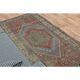 1970s Vintage Turkish Oushak Handmade Wool Cotton Red Area Rug 92x195