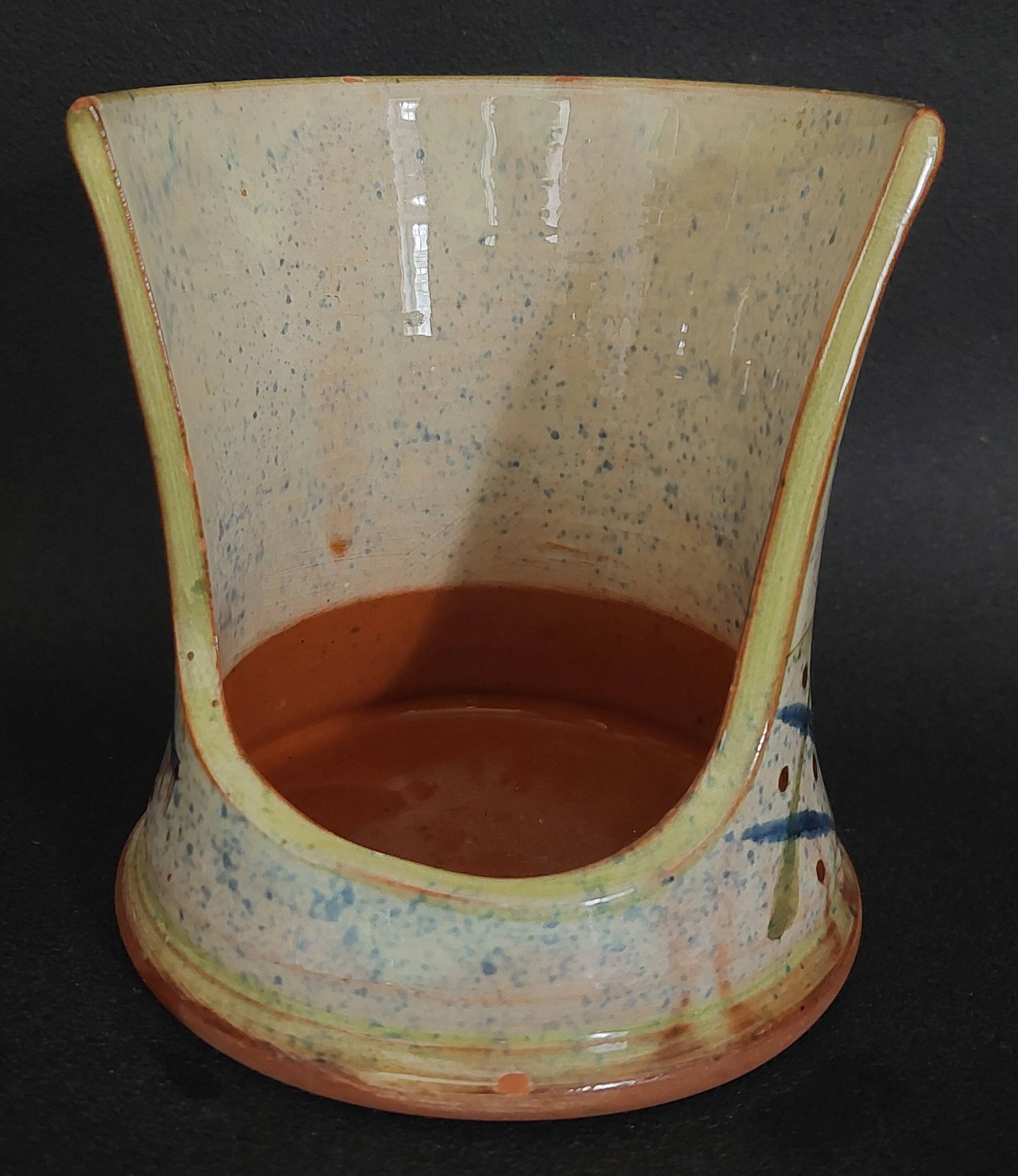 Ceramic tea light holder with signature to identify, 20th century