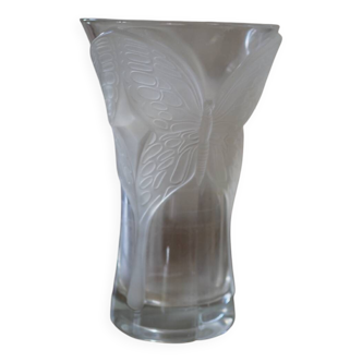 Crystal vase, Arques crystal, butterfly decoration