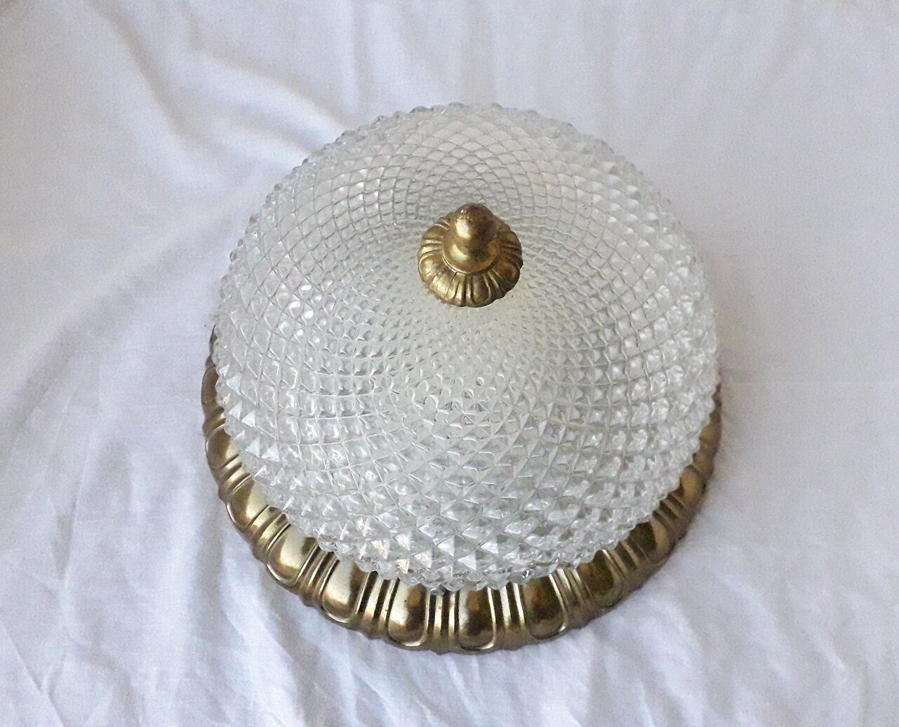 Bronze and glass ceiling lamp