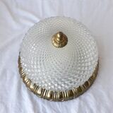 Bronze and glass ceiling lamp