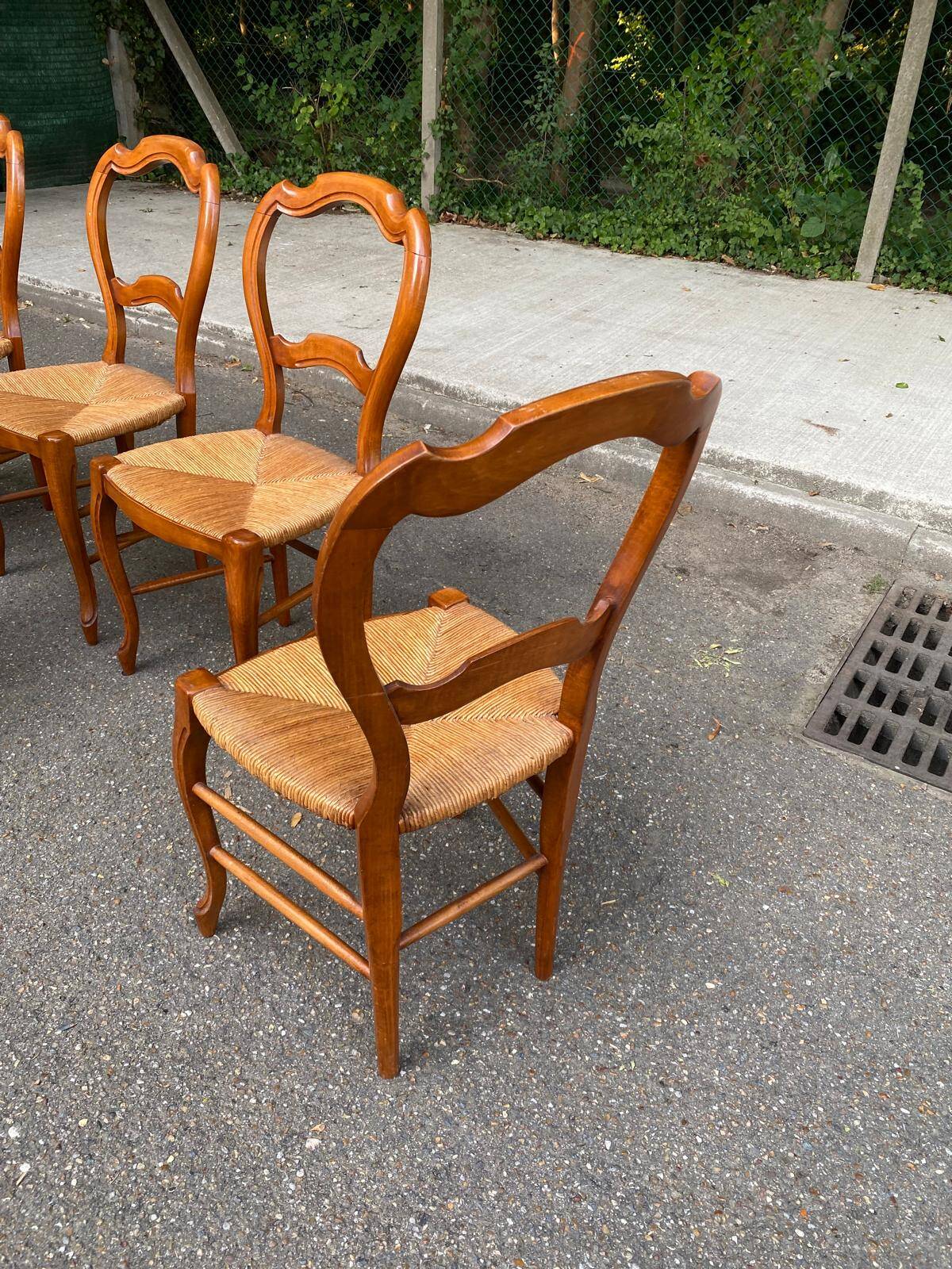 6 Louis Philippe straw chairs