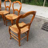 6 Louis Philippe straw chairs