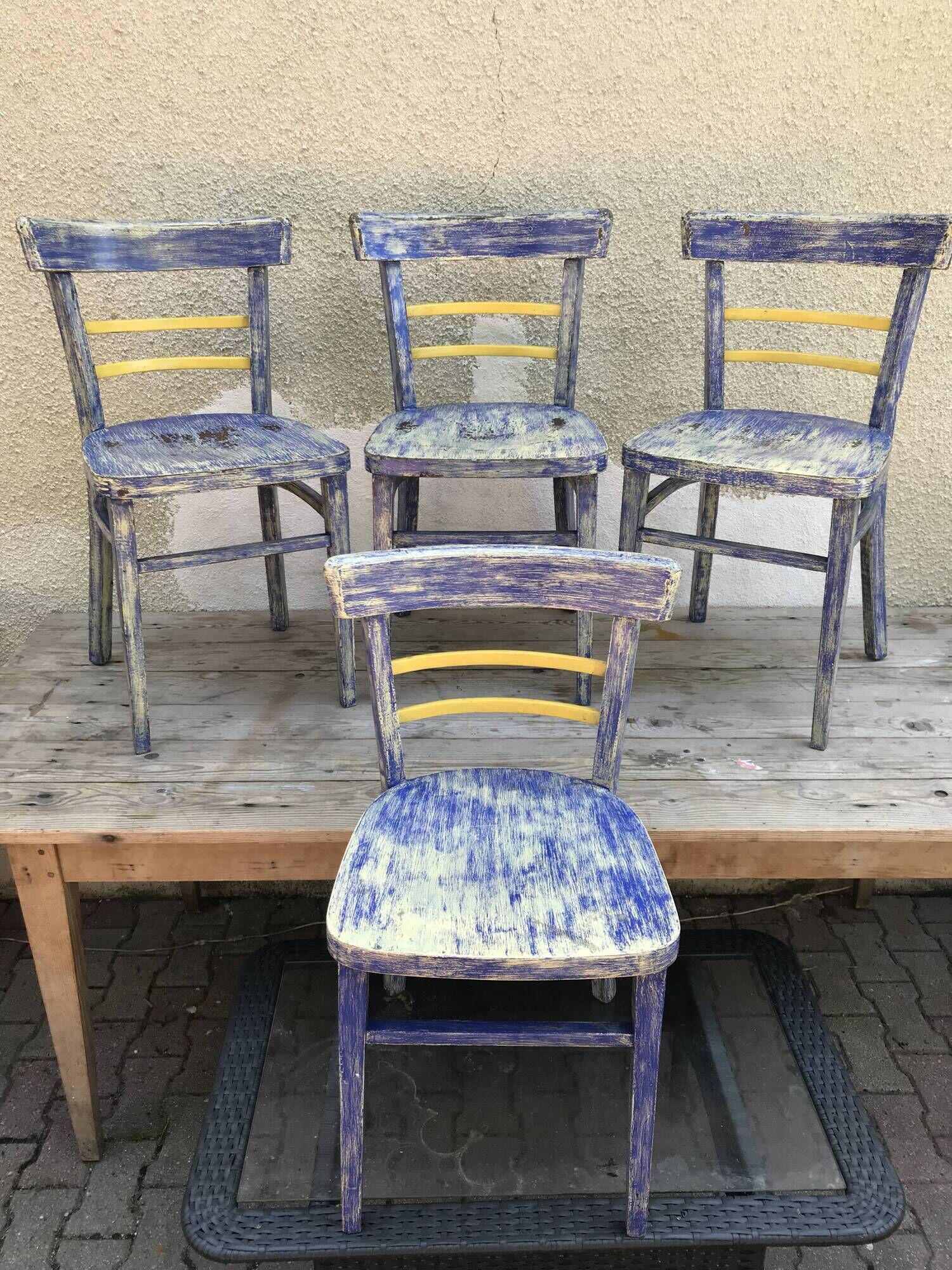 Set of 4 chairs bistro 70s vintage