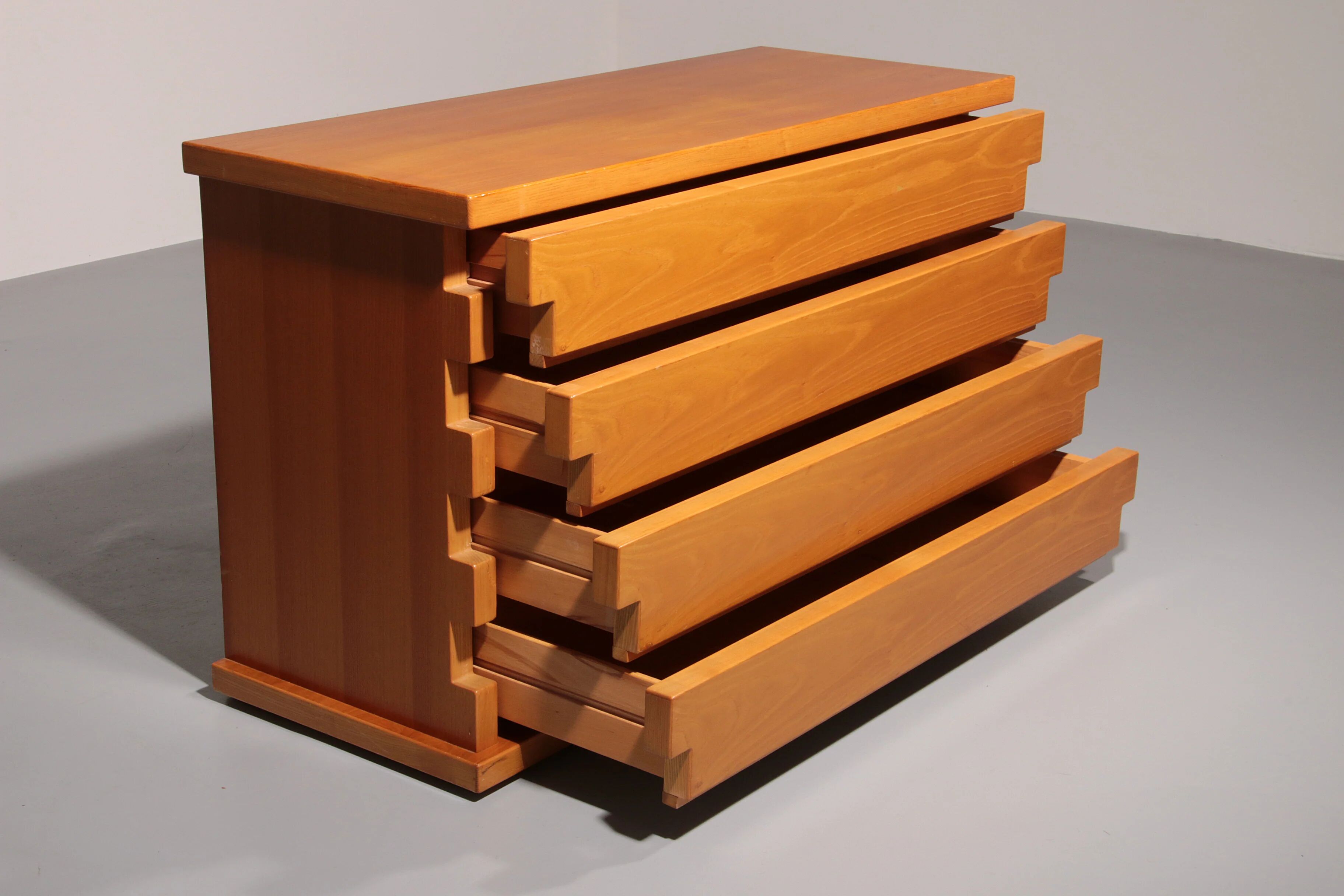 Italian architectural chest of drawers in ash