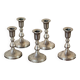 Set of 5 silver metal candle holders