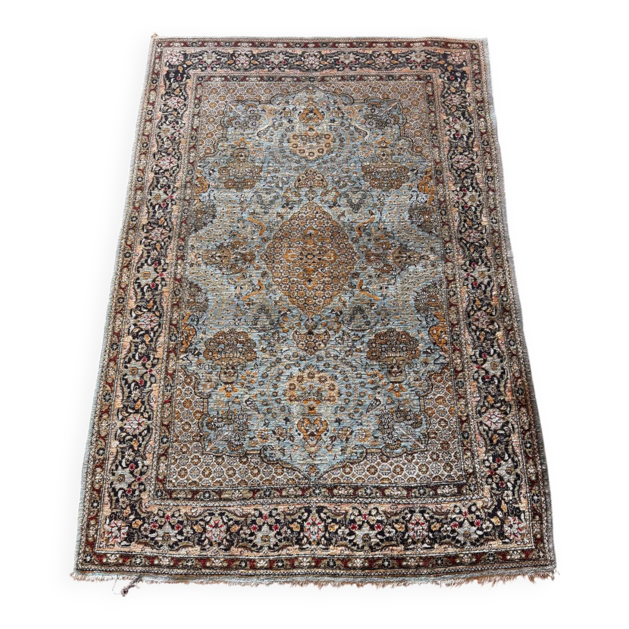 Antique Ghoum carpet from Iran in silk.