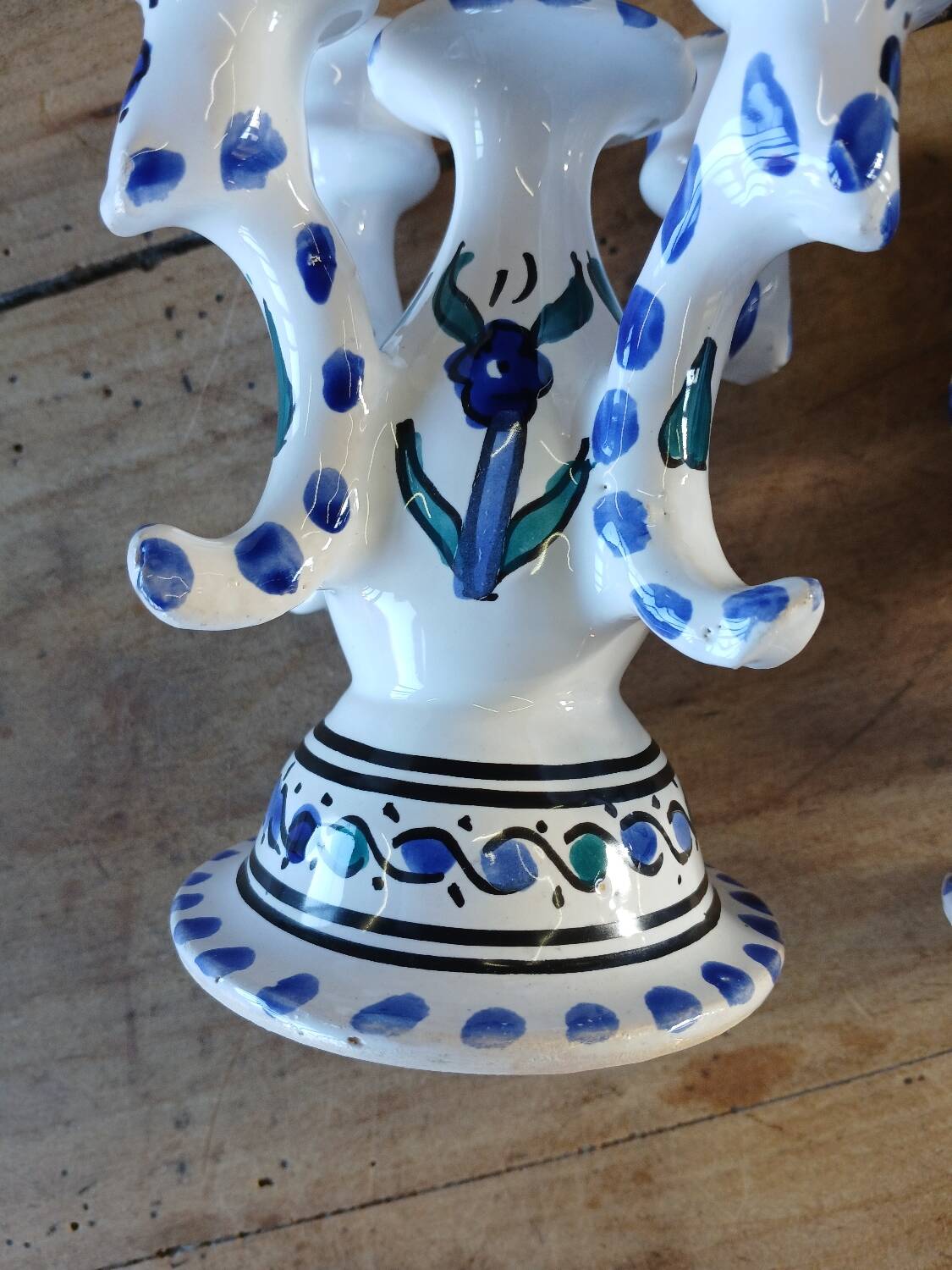 Pair of Tunisian ceramic candlesticks